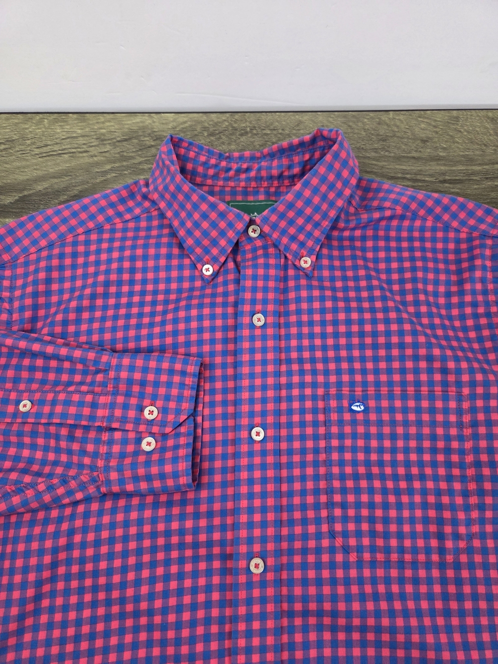 Southern Tide Club Button-Down Shirt Men's Medium Pink Blue Plaid L/S Preppy